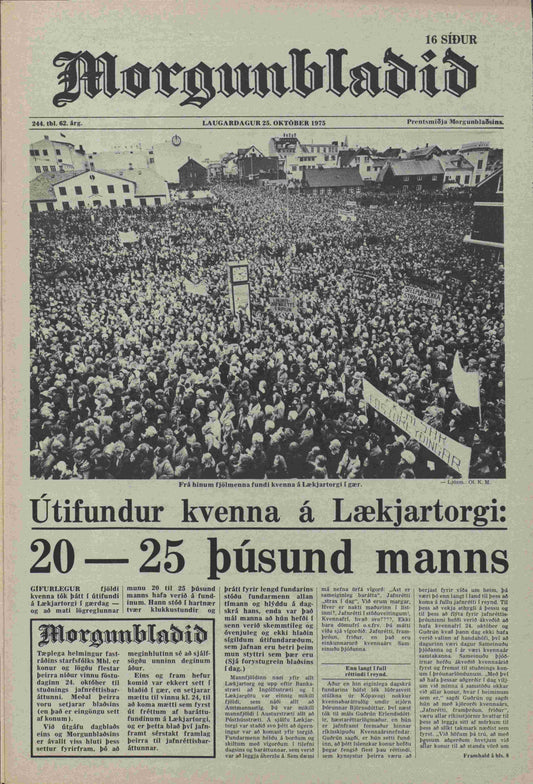 Une du journal Morgunblaðið le 25 octobre 1975. Source : Tímarit