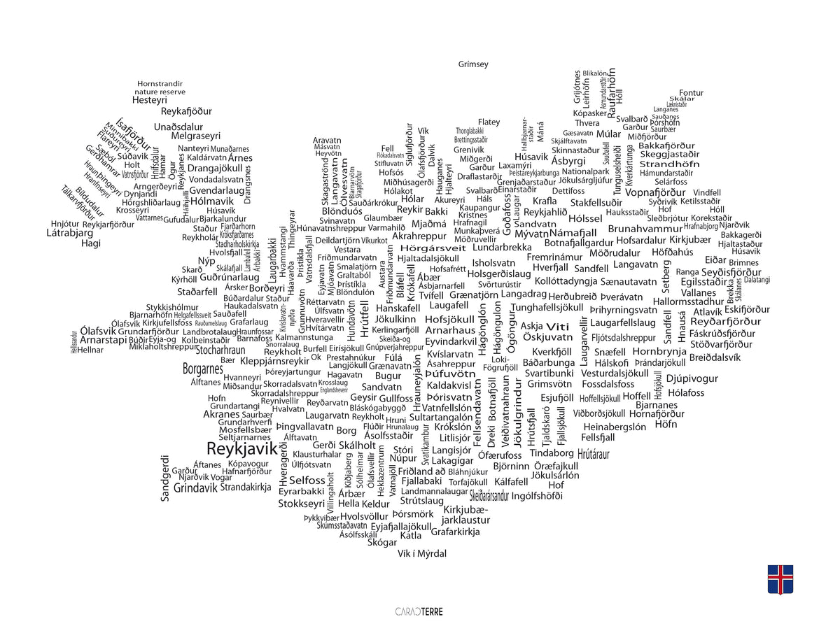 Cartes toponymiques de l'Islande